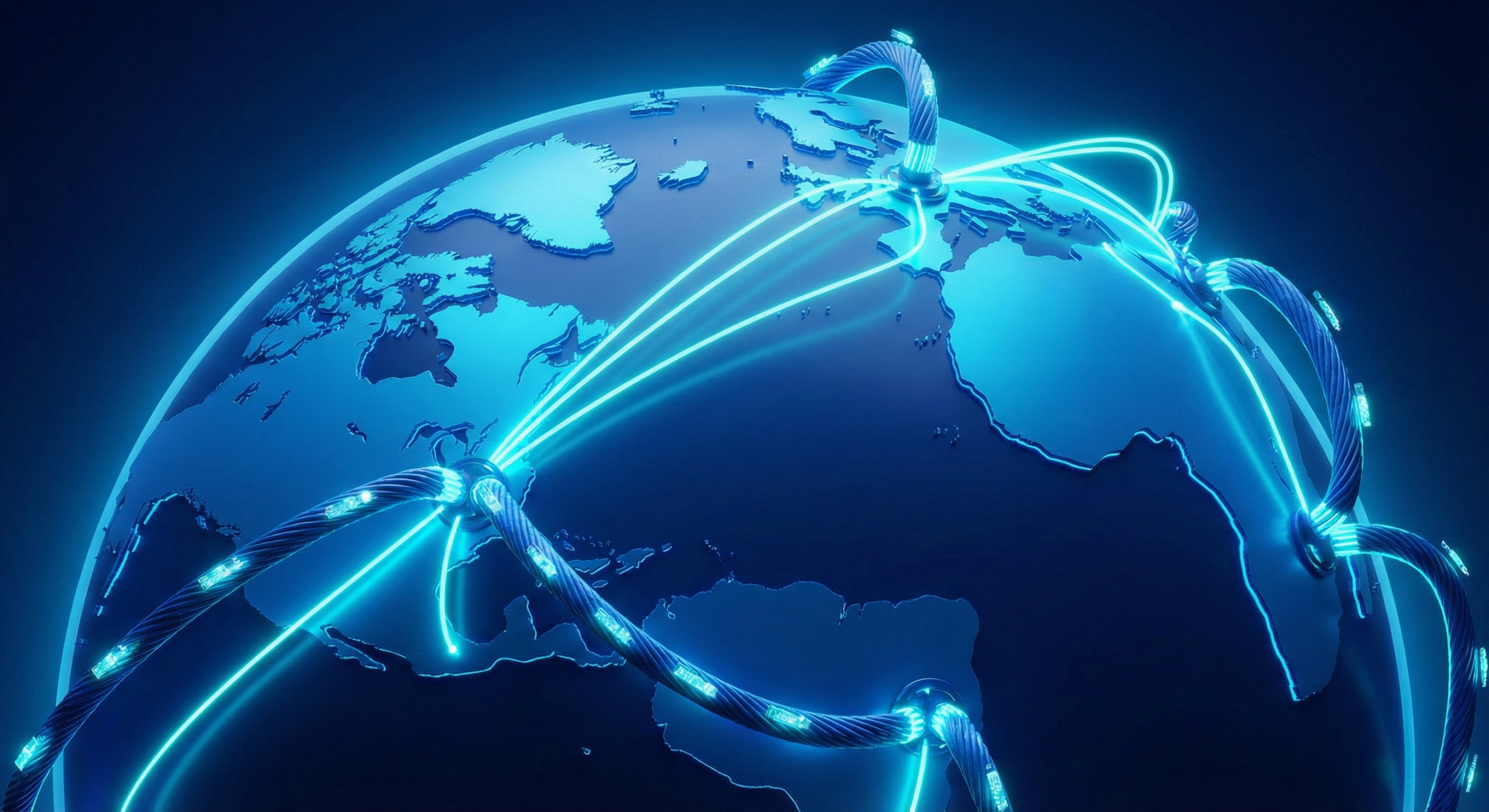 Ilustração em estilo vetorial 3D suave mostrando um servidor central dentro de uma nuvem digital estilizada. Ao redor, um notebook, um tablet e um smartphone estão conectados por linhas de dados ao servidor.