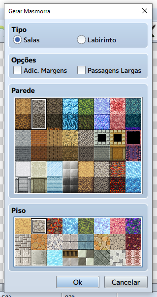 Interface da ferramenta Gerar Masmorra.