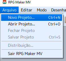 Menu Arquivo > Novo Projeto.
